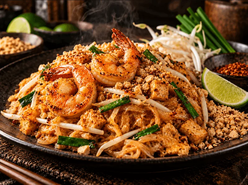 Pad Thai – Món phở xào truyền thống mang hương vị chua ngọt đặc trưng của xứ sở chùa Vàng.