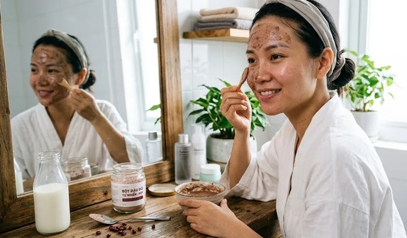 Lựa chọn bột đậu đỏ nguyên chất, xay thật mịn để tránh gây tổn thương da.